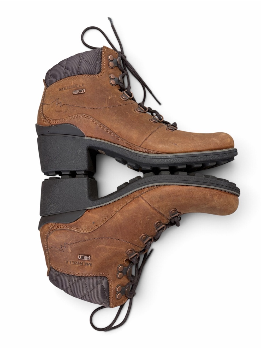 Merrell Oak Women's 8 Brown Leather M Select Dry Lace-Up Lug Heel Ankle Boots